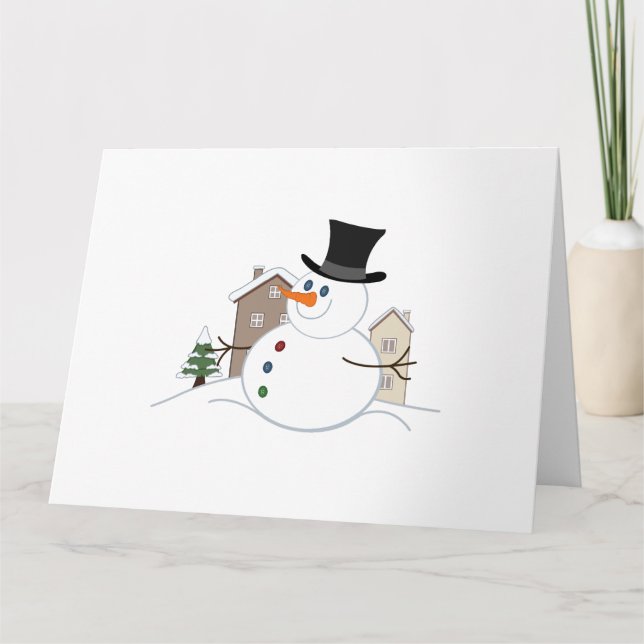 Glad jul Snömannen Illustration Keramisk Kakel Kort (Framsida)