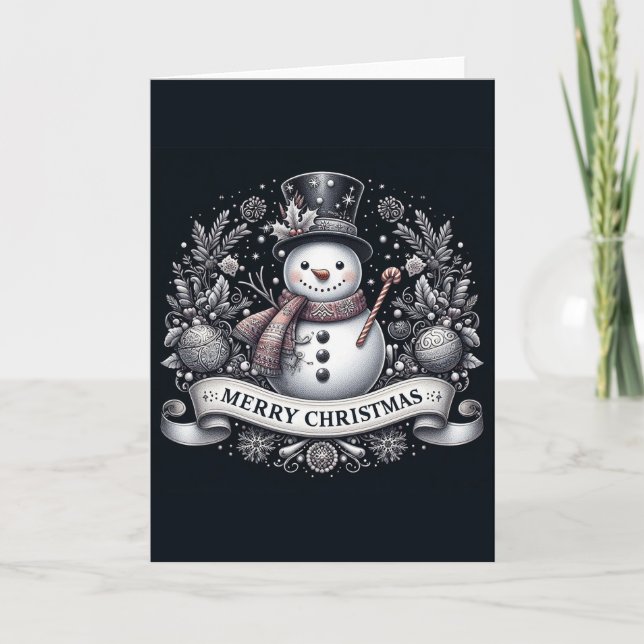 Glad jul Snömannen Kort (Framsida)