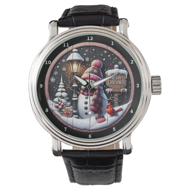 Glad jul Snömannen med Kardinal Armbandsur (Framsida)