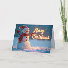 Glad jul Snömannen med Neon skylt Kort