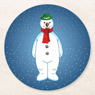 Glad Jul Snömannen Pappersunderlägg Underlägg Papper Rund