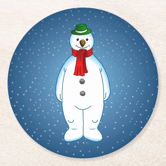 Glad Jul Snömannen Pappersunderlägg Underlägg Papper Rund (Framsidan)