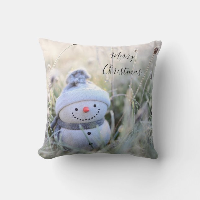 Glad jul Snömannen Semester Kasta Pude Kudde (Framsida)