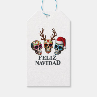 Glad jul Socker Skallar Renar Tomte Mexikansk  Presentetikett