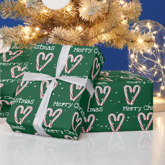 Glad jul sockersilan hjärtan i snöflingor presentpapper (Helgdagar)