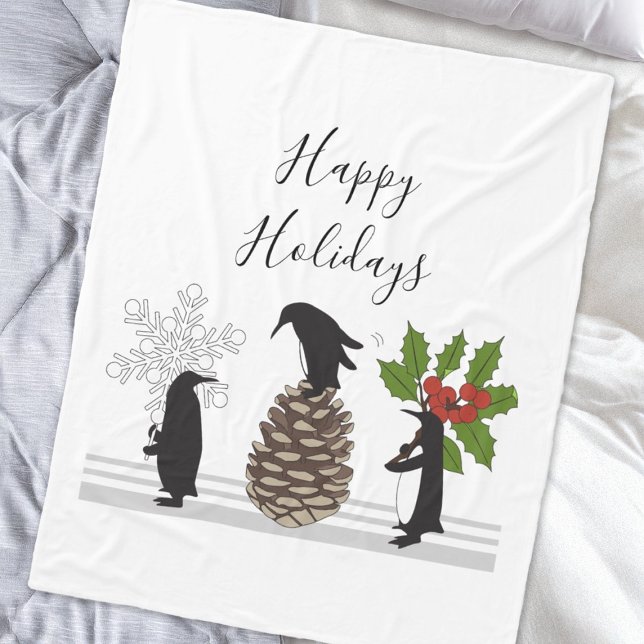 Glad jul söß penguin jul fleecefilt (Skapare uppladdad)