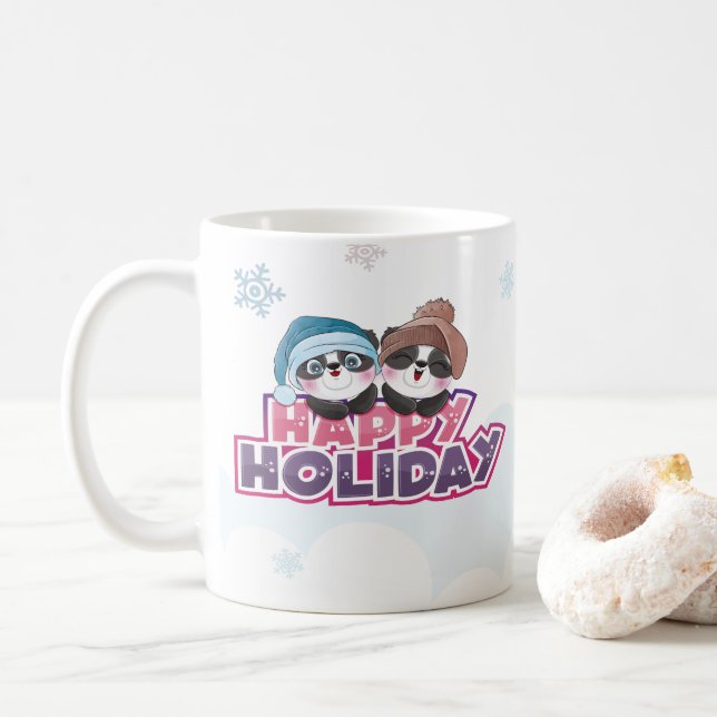 Glad jul Söt Panda Mugg (Med munk)