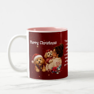 Glad jul Söt scharlakansröd hundmamma Foto Två-Tonad Mugg