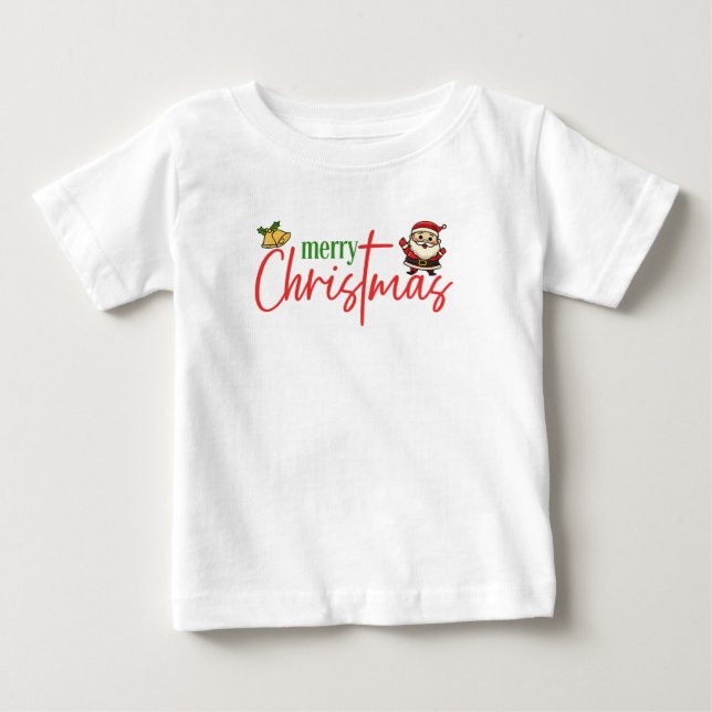 Glad jul Söt tomte Script T-shirt (Framsida)