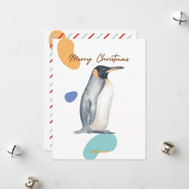 GLAD JUL SÖTA BARN PINGVIN RETRO JULKORT (Fram/Back In Situ)