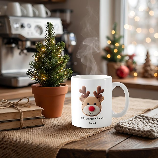 Glad jul söta tecknade renar kaffemuggar (Skapare uppladdad)