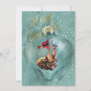 Glad jul Special Renhjort Ornament Snö Julkort