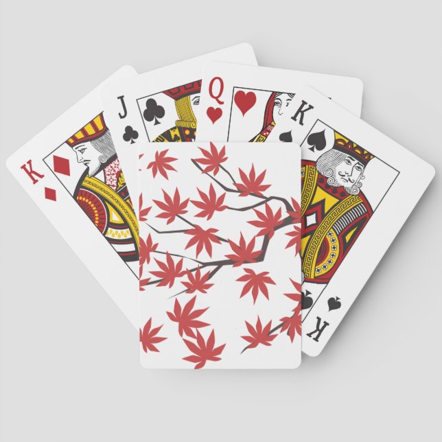 Glad jul spelkort deck röda blad (Baksidan)