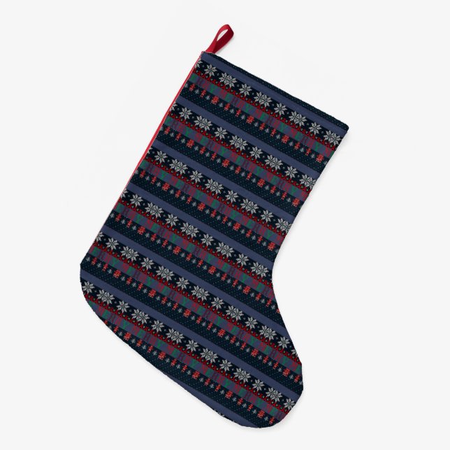  Glad jul stickad  Stor Julstrumpa (Framsidan (Hängande))