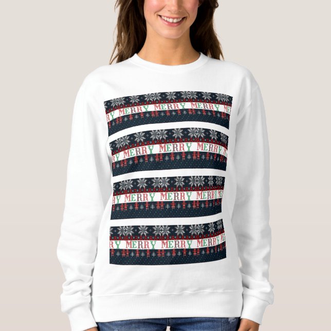  Glad jul stickad  T Shirt (Framsida)