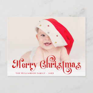 Glad jul stilig bokstavs foto postkort vykort