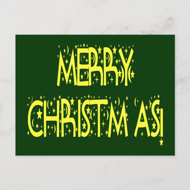 Glad jul Stjärnklar Natt Teckensnitt Helg Vykort (Framsida)