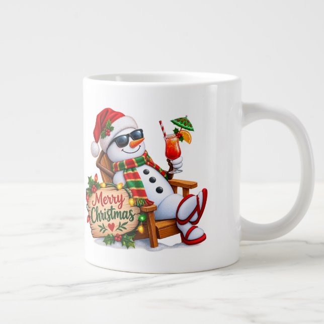 Glad jul Strand Snömannen Jumbo Mugg (Höger)