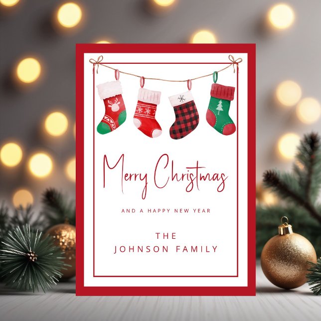 Glad jul Strumpor Julkort (Merry Christmas Socks Holiday Card)