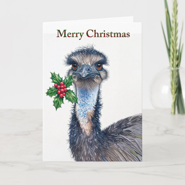 Glad jul Struts Julrosor Röda bär God Jul Helgkort (Framsida)