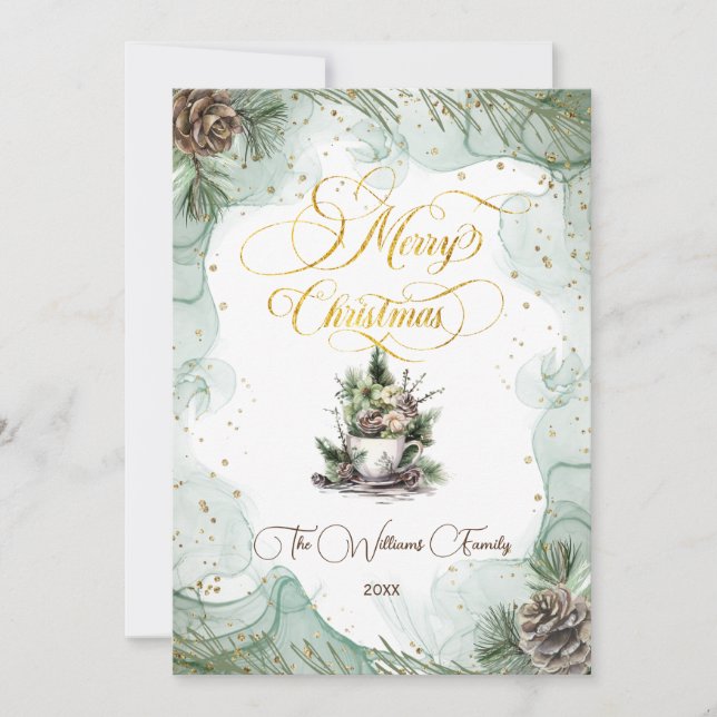 Glad jul tall botanisk kort (Framsida)