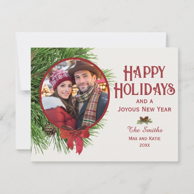 Glad Jul Tall Dekoration Platt Julkort (Framsida)