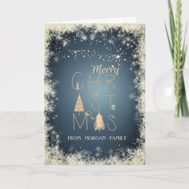 Glad jul Tallar Snöflingor Grön Helgkort (Framsida)