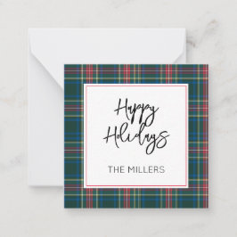 GLAD JUL Tartan Rutig Klassisk Preppy NAMN Anteckningskort
