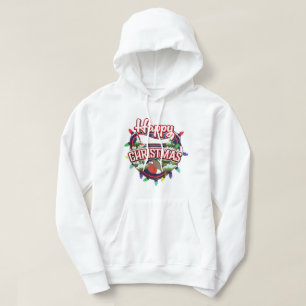 Glad jul tecknad logotyp hoodie
