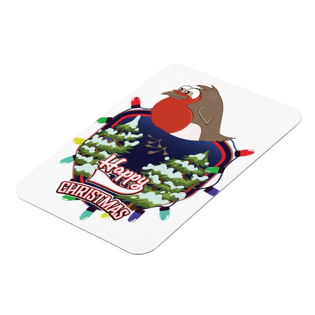 Glad jul tecknad Robin logotyp Magnet (Vänstra Sidan)
