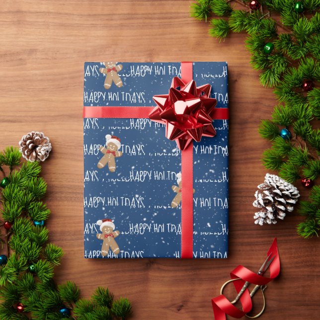 GLAD JUL Text Med Pepparkaksgubbe Presentpapper (Julgåva)