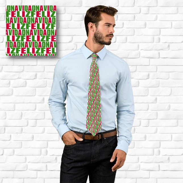 Glad jul textmönster slips (Feliz Navidad Text Pattern Tie)