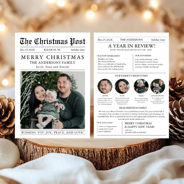 Glad jul Tidnings Årsöversikt Foto Julkort (Skapare uppladdad)