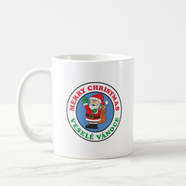 Glad jul tjeckisk jul tomte kaffemugg (Vänster)