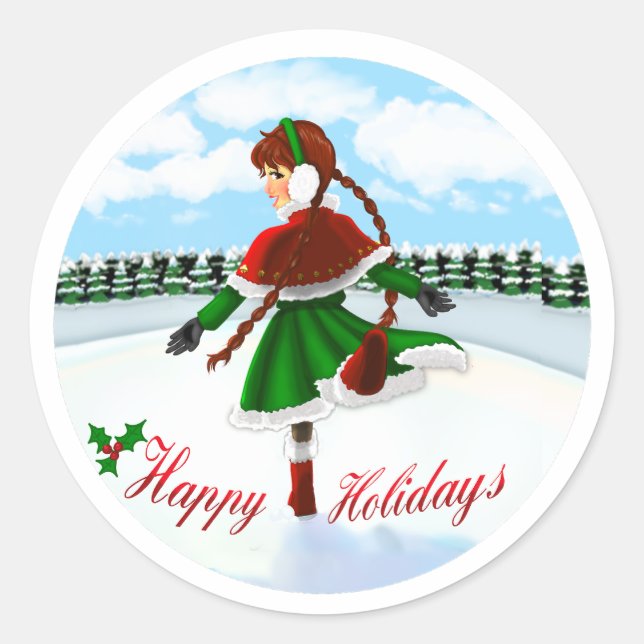 Glad Jul Tjej Klistermärke (Framsida)