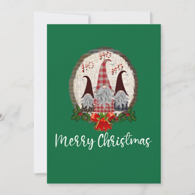 Glad jul Tomtar Grön Rustik, Trendig  Kort (Framsida)