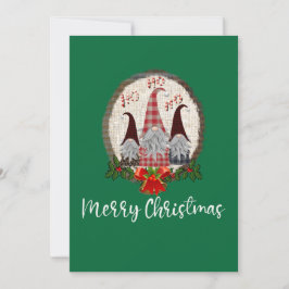 Glad jul Tomtar Grön Rustik, Trendig Kort