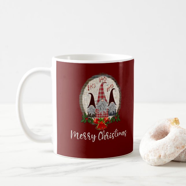 Glad jul Tomtar Rustika, Plaid, Trendiga  Kaffemugg (Med munk)