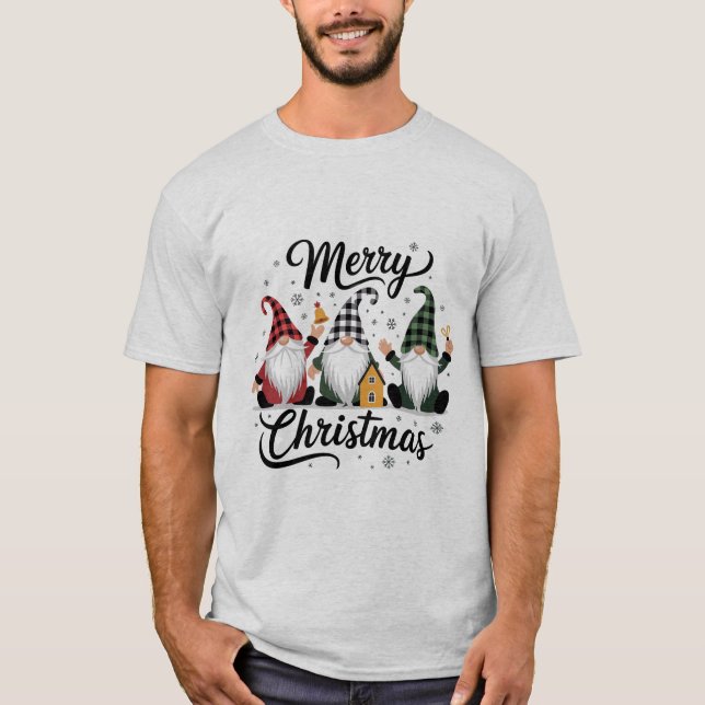 Glad jul Tomtar Söt Jul Holiday Träd T Shirt (Framsida)