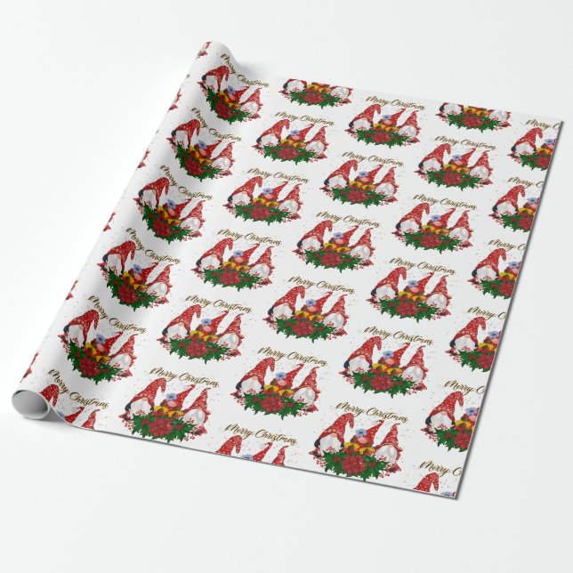 Glad jul Tomtar Trendigt Sött Kul Högtid  Presentpapper (Utrullad)