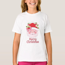 glad jul tomte ansikte båge körsbär tusenskönor sö t shirt