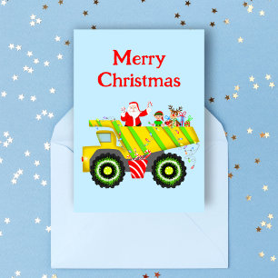 Glad jul Tomte i sopbil Alv, Ren Kort