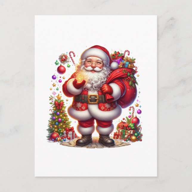 Glad jul tomte jul helg vykort (Framsida)