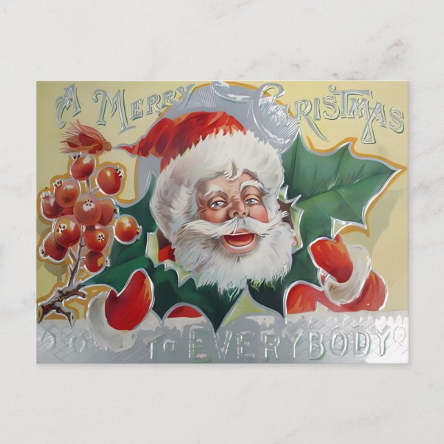 Glad Jul Tomte Julbär Jul Vykort (Framsida)