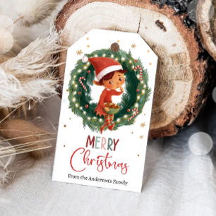 Glad Jul Tomte Kaka Familj Tack Gåva Presentetikett