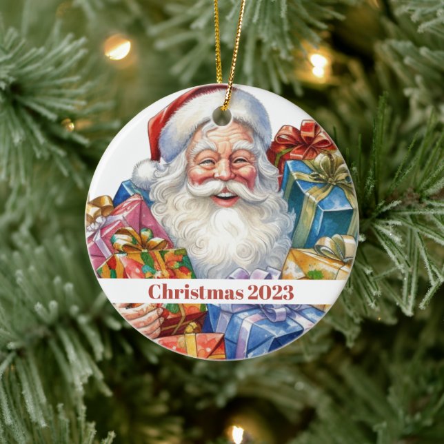 Glad jul tomte klassisk jul julgransprydnad keramik (Träd)