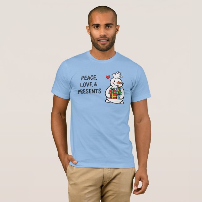 Glad Jul Tomte med Gåvor T Shirt (Hel framsida)