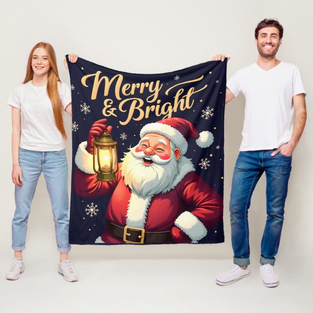 Glad Jul Tomte med Lykta Illustration Fleecefilt (På plats)