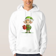 Glad jul-tomte med present – Holiday Hoodie