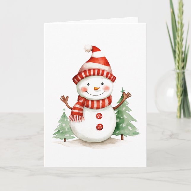 Glad jul Tomte med träd  Helgkort (Framsida)